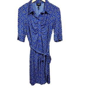 Laundry by Shelli Segal cobal blue button down front with tie woman's size 10